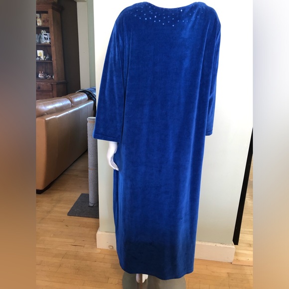 NWT Quacker Factory Velvet House Dress 3/4 Sleeve Snowflakes Bling Blue XL - Picture 5 of 11